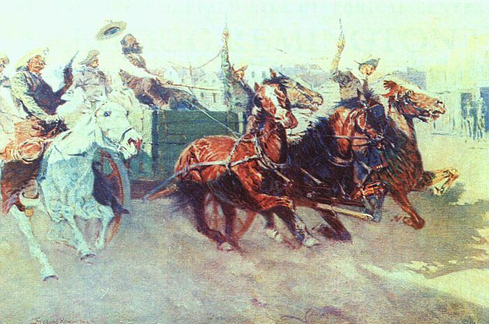 Frederick Remington Bringing Home the New Cook oil painting image